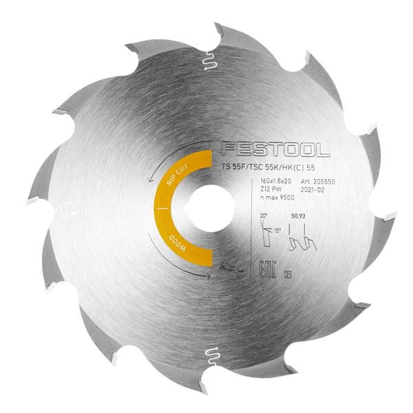 Lame De Scie Circulaire Bois ø 160 Mm Lame Scie Circulaire Festool Wood Rip Cut Ø160 X 1.8 X 20 Mm - 12 Dents 1 Lame De Scie Circulaire Bois ø 160 Mm Lame Scie Circulaire Festool Wood Rip Cut Ø160 X 1.8 X 20 Mm - 12 Dents