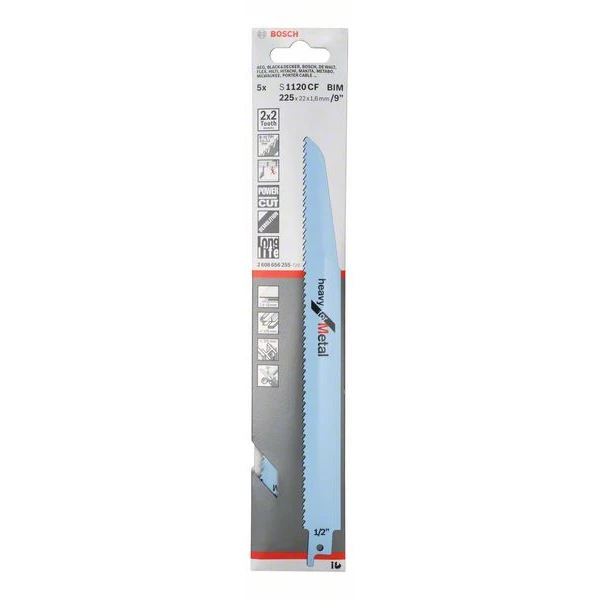 Lame De Scie Sabre Pour Le Métal Lame Scie Sabre Bosch S 1120 CF Heavy For Metal 150x25x1,1mm Lot De 5 2 Lame De Scie Sabre Pour Le Métal Lame Scie Sabre Bosch S 1120 CF Heavy For Metal 150x25x1,1mm Lot De 5 – Image 2