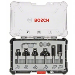 Coffret De Fraise Et Mèche Pour Défonceuse Fraise à Araser Et De Bordage Bosch Queue De 6 Mm En Coffret De 6
