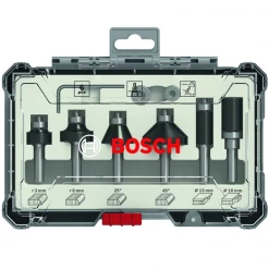 Coffret De Fraise Et Mèche Pour Défonceuse Fraise à Araser Et De Bordage Bosch En Carbure Queue 8 Mm Coffret De 6