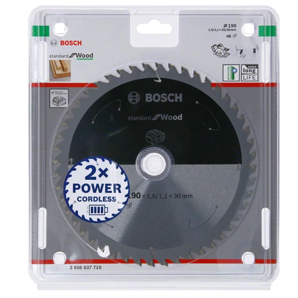 Lame De Scie Circulaire Bois ø 190 Mm Lame De Scie Circulaire Bosch Standard For Wood 190x30x1,6 Mm 48 Dents 3 Lame De Scie Circulaire Bois ø 190 Mm Lame De Scie Circulaire Bosch Standard For Wood 190x30x1,6 Mm 48 Dents – Image 3