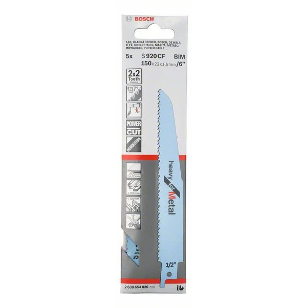 Lame De Scie Sabre Pour Le Métal Lame De Scie Sabre Bosch S 920 CF Heavy For Metal 150x22x1,6mm Lot De 5 1 Lame De Scie Sabre Pour Le Métal Lame De Scie Sabre Bosch S 920 CF Heavy For Metal 150x22x1,6mm Lot De 5
