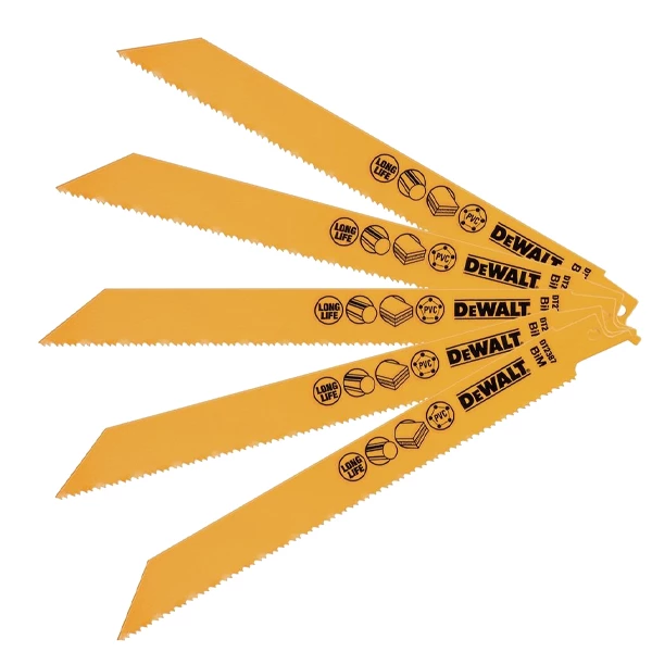 Lame De Scie Sabre Bois Et Métal Lame De Scie Sabre Bois Plastique Métal Dewalt DT2387-QZ 203 Mm - Lot 5 1 Lame De Scie Sabre Bois Et Métal Lame De Scie Sabre Bois Plastique Métal Dewalt DT2387-QZ 203 Mm - Lot 5