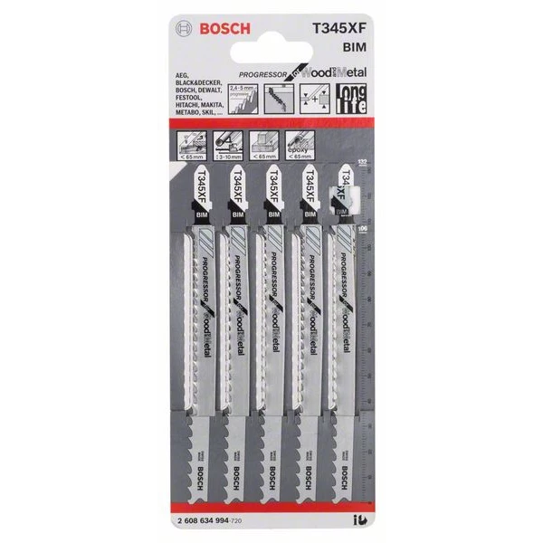Lame De Scie Sauteuse Pour Le Bois Jeu 5 Lames Scie Sauteuse Bois Métal T 345 XF Bosch 2608634994 2 Lame De Scie Sauteuse Pour Le Bois Jeu 5 Lames Scie Sauteuse Bois Métal T 345 XF Bosch 2608634994 – Image 2