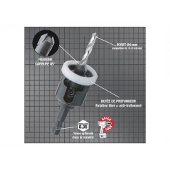 Forets Et Mèches à Bois Kit Terrasse Perçage Fraisage Spécial Bois Durs 4mm Diager 902D04 -Outil de coupe Soldes Magasin imageproduct350326