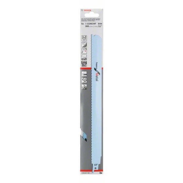 Lame De Scie Sabre Pour Le Métal Lame De Scie Sabre S 1226 CHF (blister De 5 Lames) - Bosch 2608657406 2 Lame De Scie Sabre Pour Le Métal Lame De Scie Sabre S 1226 CHF (blister De 5 Lames) - Bosch 2608657406 – Image 2