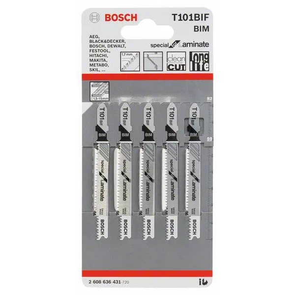 Lame De Scie Sauteuse Pour Le Bois Lame Scie Sauteuse Bosch T 101 BIF Special For Laminate Jeu De 5 Lames 1 Lame De Scie Sauteuse Pour Le Bois Lame Scie Sauteuse Bosch T 101 BIF Special For Laminate Jeu De 5 Lames