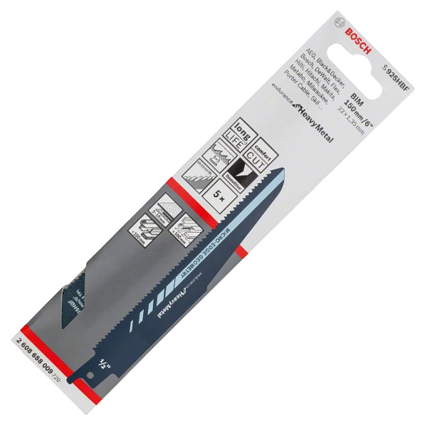 Lame De Scie Sabre Pour Le Métal Lame Scie Sabre Métal BIM Bosch S925HBF Endurance Metal 150x22x1,35mm X5 3 Lame De Scie Sabre Pour Le Métal Lame Scie Sabre Métal BIM Bosch S925HBF Endurance Metal 150x22x1,35mm X5 – Image 3