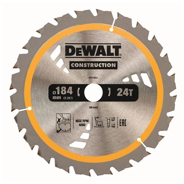 Lame De Scie Circulaire Bois ø 185 Mm Lame De Scie Circulaire Dewalt DT1951-QZ 184x20 Mm 1 Lame De Scie Circulaire Bois ø 185 Mm Lame De Scie Circulaire Dewalt DT1951-QZ 184x20 Mm